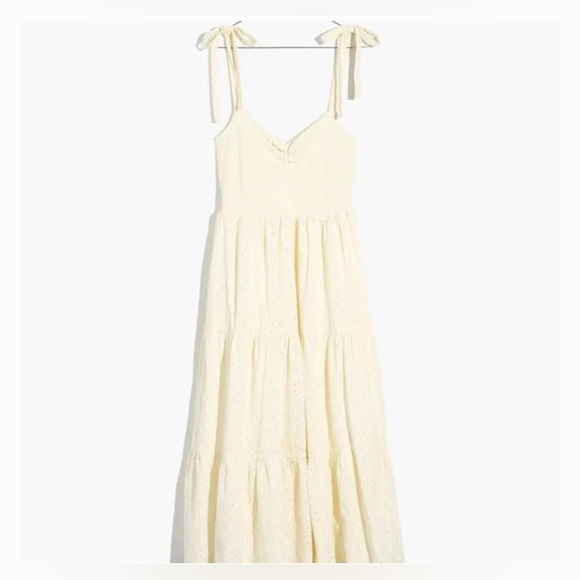 Madewell Eyelet Lucie Tie-strap Tiered Midi Dress - Picture 6 of 7